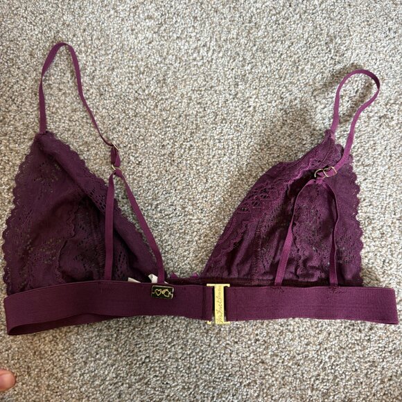 For Love & Lemons Skivvies Lace Bra Bralette Size M/L Maroon Lacy Sexy - Picture 7 of 13